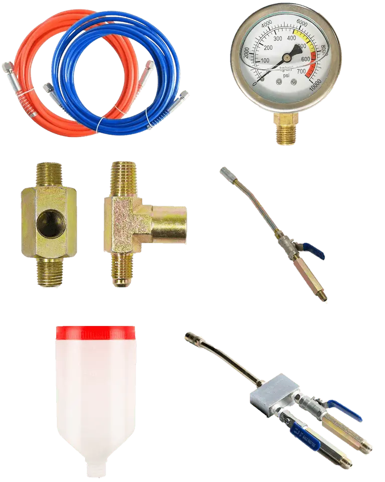 Repuestos para bombas de inyección de resinas: manómetros, mangueras y válvulas