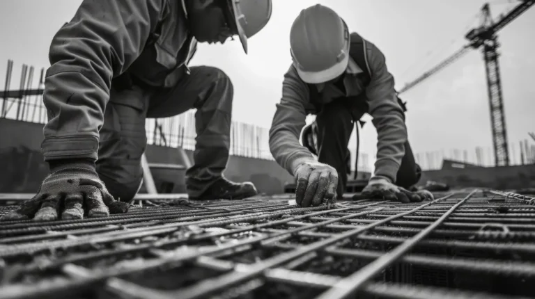 Instalación de Waterstop PVC en juntas de concreto durante trabajos de armado en obra