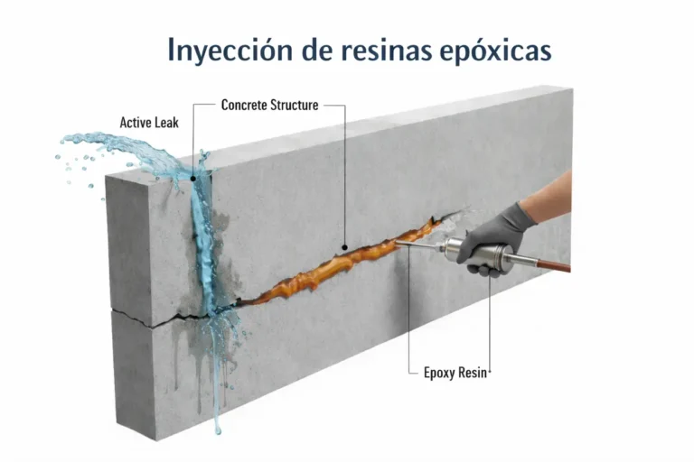 Inyección de resinas epóxicas para sellado de grietas en estructuras de concreto