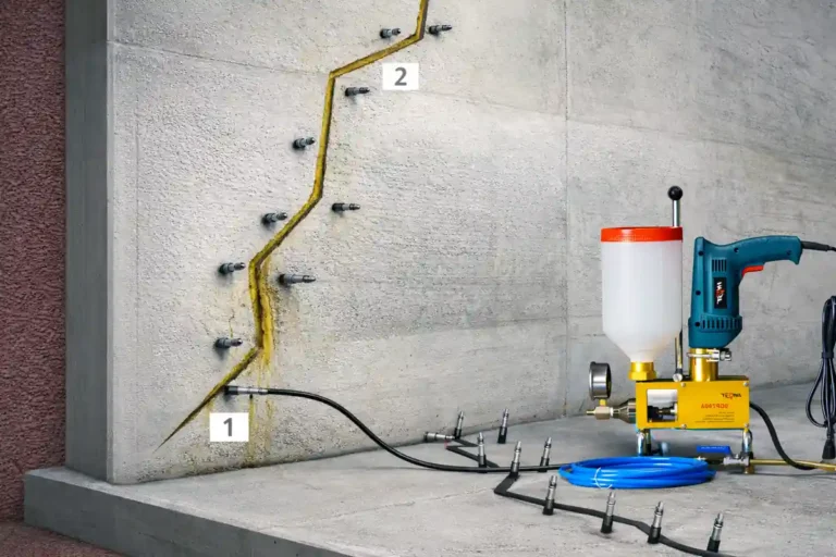 Proceso de inyección de resinas paso a paso en fisuras y juntas de concreto mediante packers